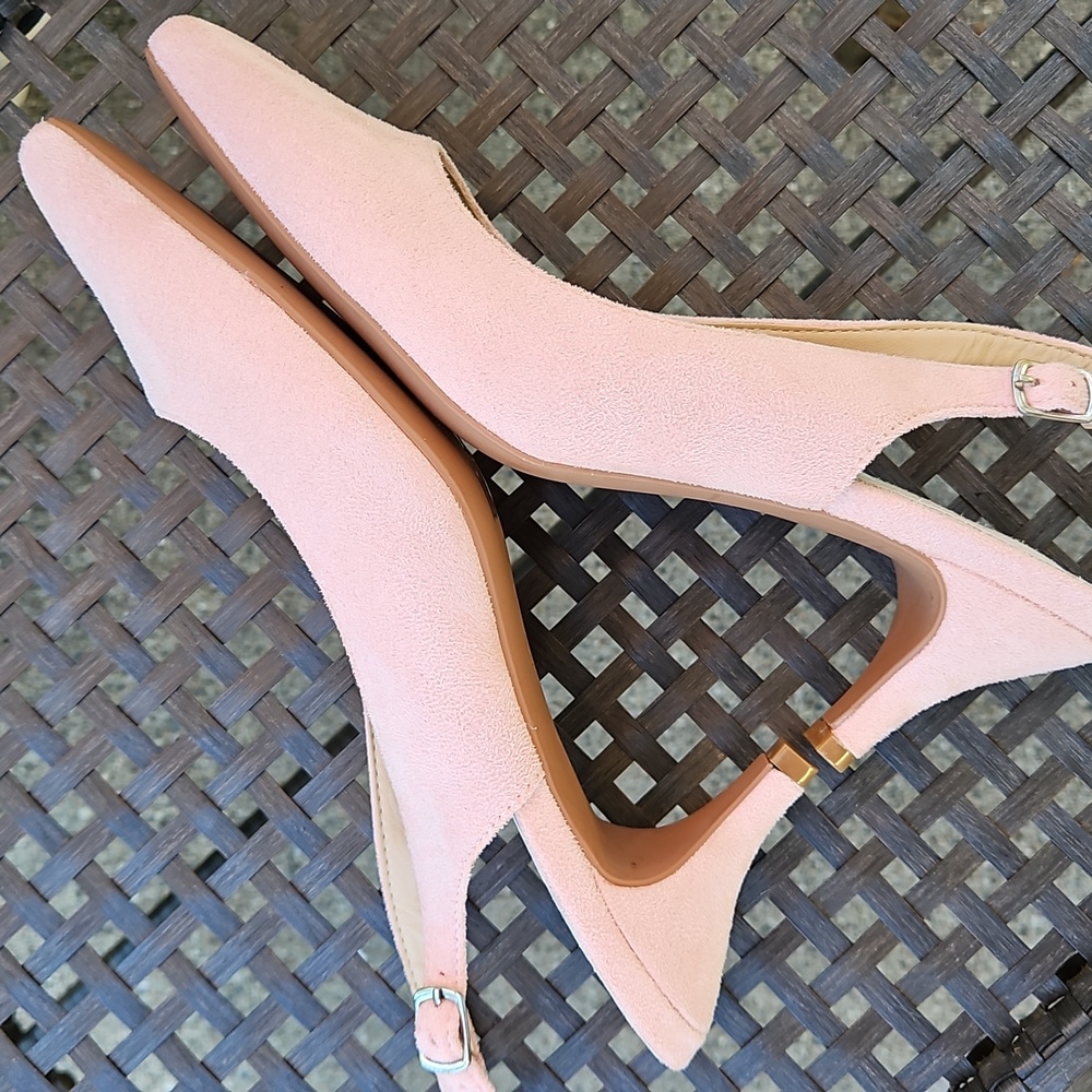 Pink Suede Slingback Heels Pumps Coquette Girly Feminine NWOT Size 9 - Picture 7 of 13
